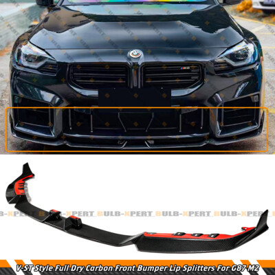 For 2023-26 BMW M2 G87 Prepreg Carbon Fiber V-ST Style Front Bumper Lip Splitter