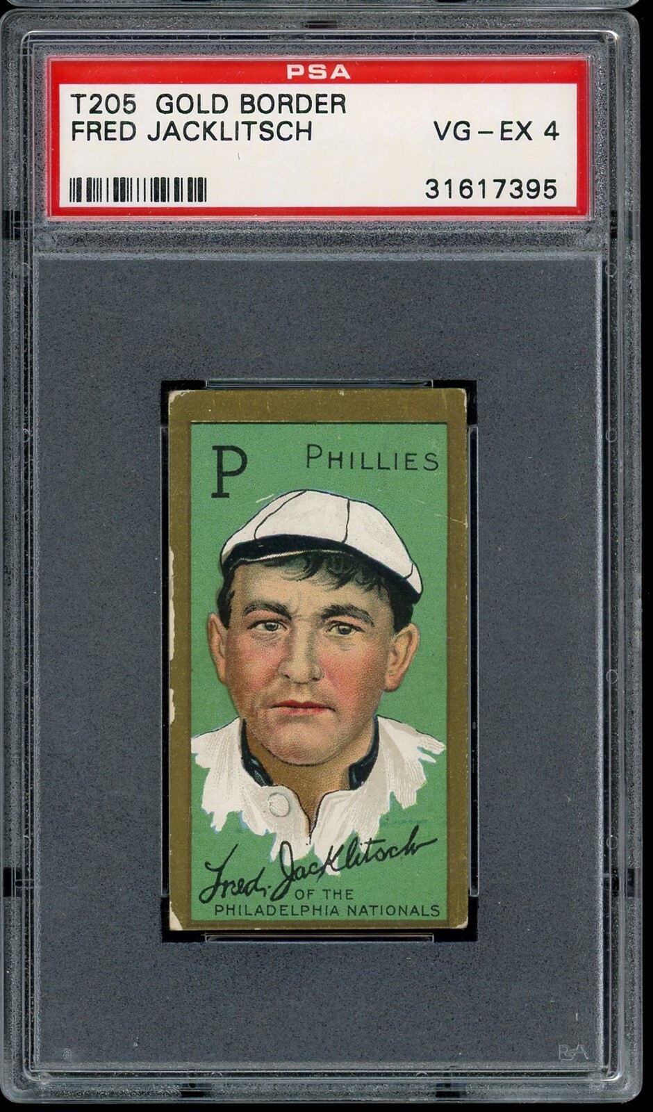 1911 T205 Gold Border Baseball Fred Jacklitsch PSA 4