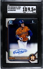 2022 Bowman Chrome ENMANUEL VALDEZ 1st Autograph SGC 9.5/10 Auto Houston Astros