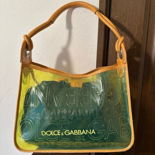 DOLCE & GABBANA D&G Logo Clear Tote Crossbody Bag Green Vinyl with Pouch Genuine - 第 1/10 張圖片