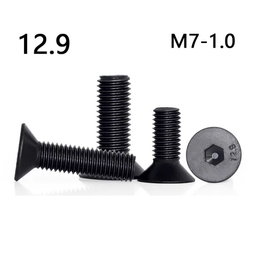 M7-1.0 schwarz 12,9 Stahl Sechskant-Steckschlüsselschrauben Senker Flachkopfschrauben - Bild 8 von 12
