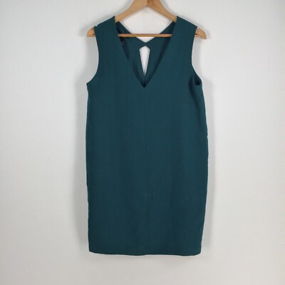 Mango womens dress size S shift green sleeveless Vneck solid 048130 | eBay  UK