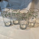 4 Holly And Berry Glasses Tumblers Highball 14 Oz. Gold Rim Christmas — photo 1