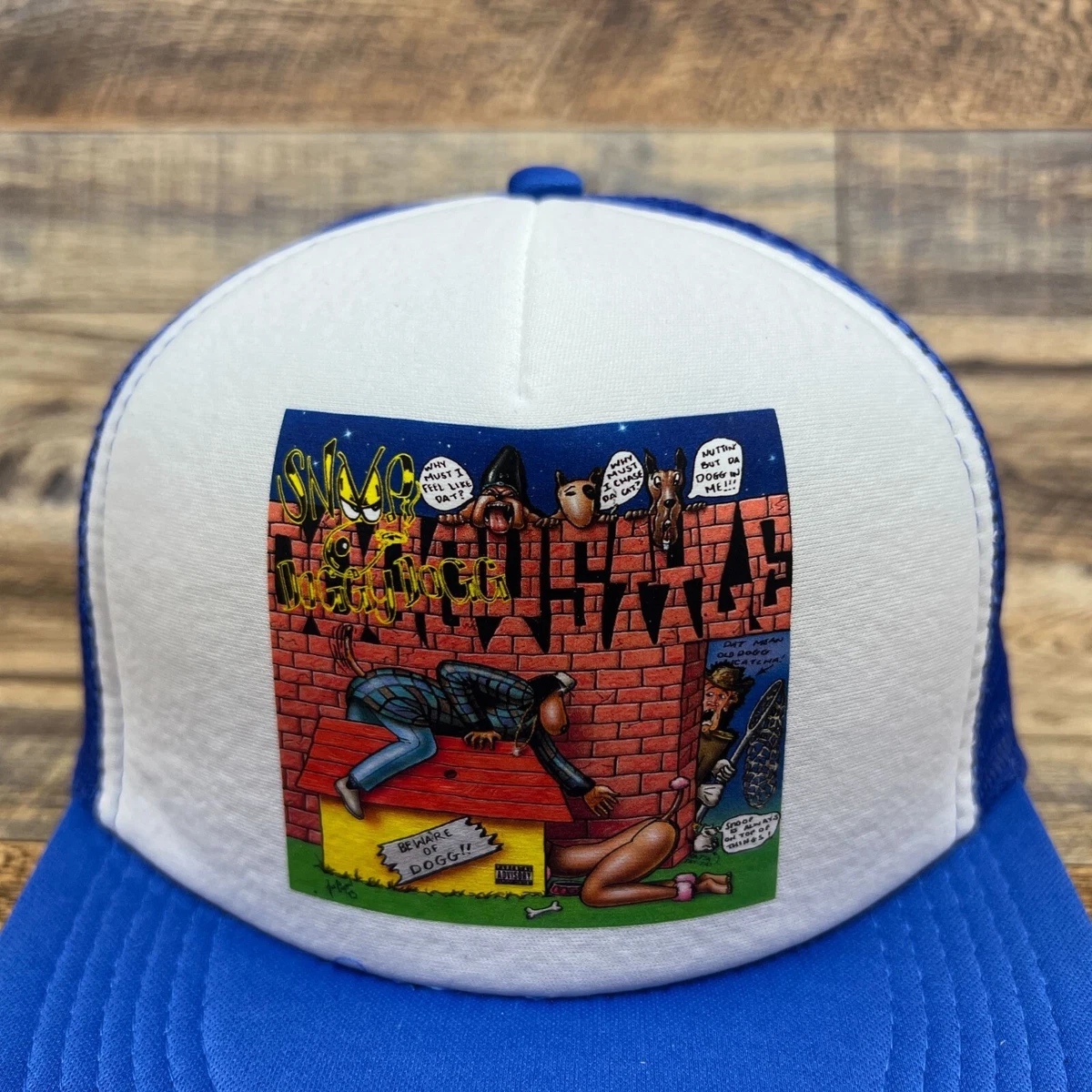 Retro Snoop Dogg Mens Trucker Hat Blue Snapback Doggy Style Album Cover Hip Hop