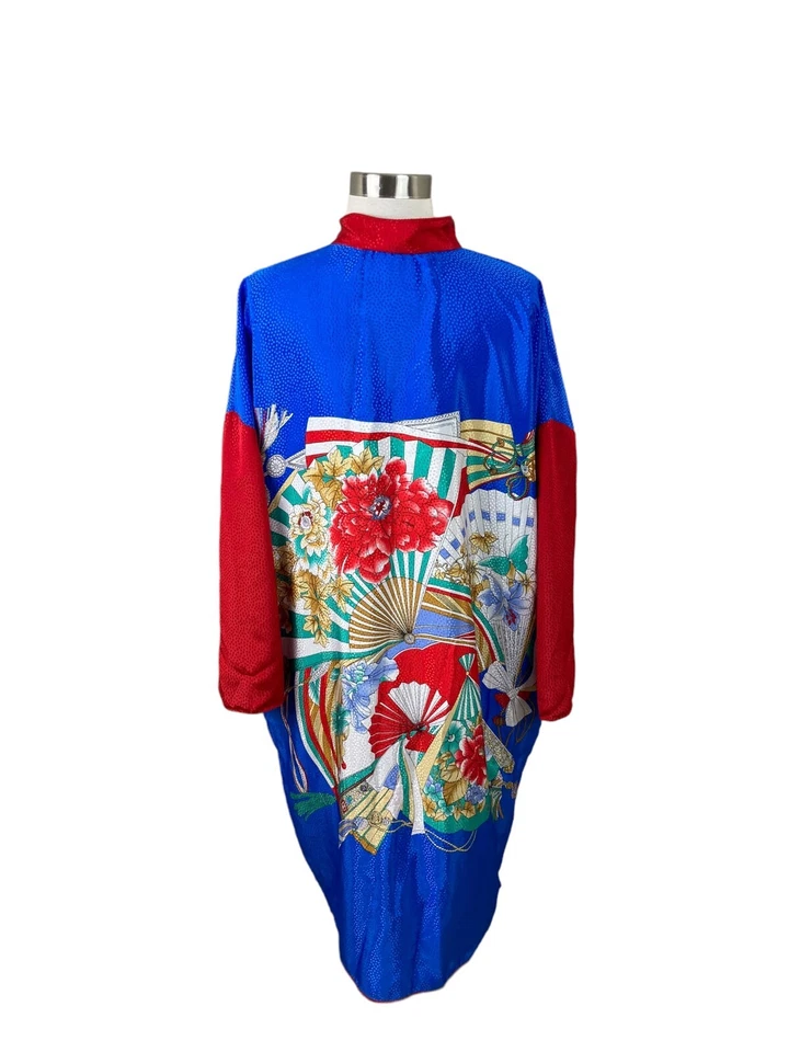 Vintage MARY McFADDEN 80s Asian novelty Art to Wear House Dress Kaftan OS - Image 3 of 4