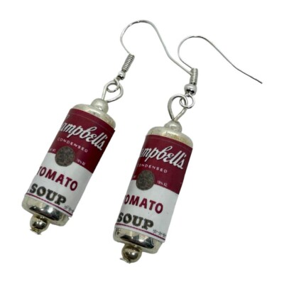 Einzigartige CAMPBELLS TOMATENSUPPE OHRRINGE handgefertigte DOSE klassische GESCHENKTASCHE Retro