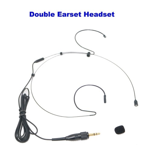 Double Earset Headset Microphone For Sony UWP UTX V1 D11 B2 BeltPack Transmitter - Picture 1 of 7