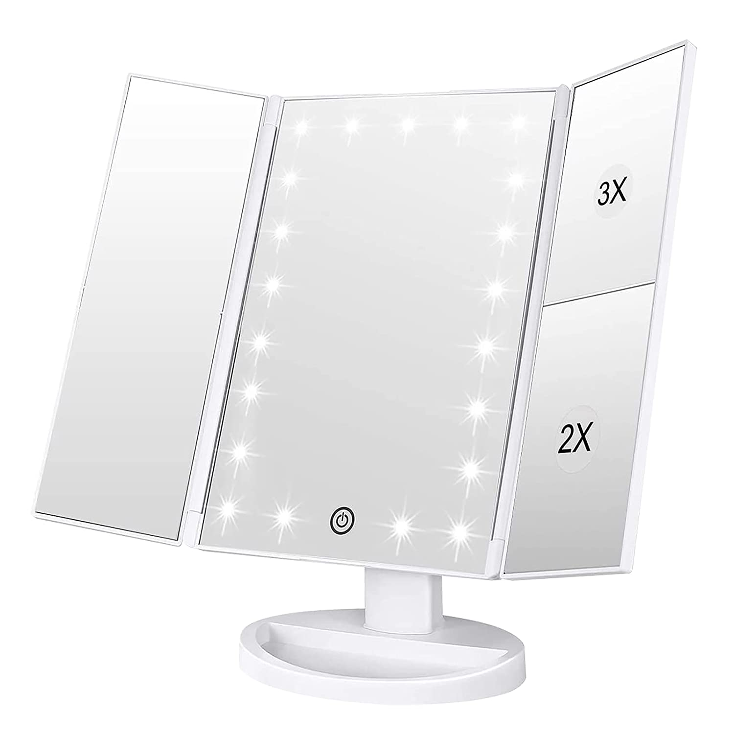 Makeup Mirror with 21 LED Lights,Two Power Supply Modes, Adjustable Touch Screen-image