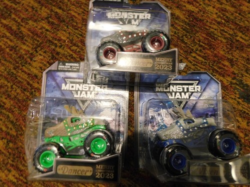 2023 Spin Master Monster Jam Exclusive Holiday Prancer Dancer and Vixen