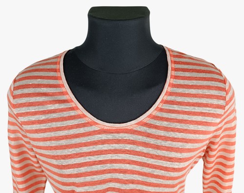 Vetono Damen Beige/Pfirsich Leinen Gestreift 3/4 Arm Tunika Größe 3 | UK 14/16 | XL - Bild 7 von 11