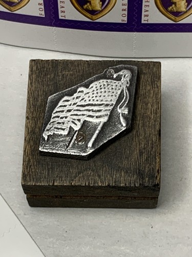 Vintage Original Letterpress Print Type Block USA American Flag - Picture 2 of 7