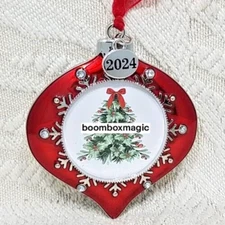 2024 CHRISTMAS TREE PHOTO PICTURE FRAME WINTER SNOW RED BALL TULIP ORNAMENT