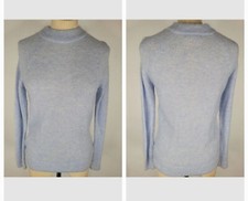 H M Sweater Womens SZ XS Wool Mohair Fuzzy Crewneck Pullover Baby Blue