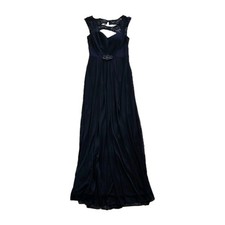 B&A Betsy & Adam Women's 8 Navy Blue Long Lined A-Line PROM DRESS