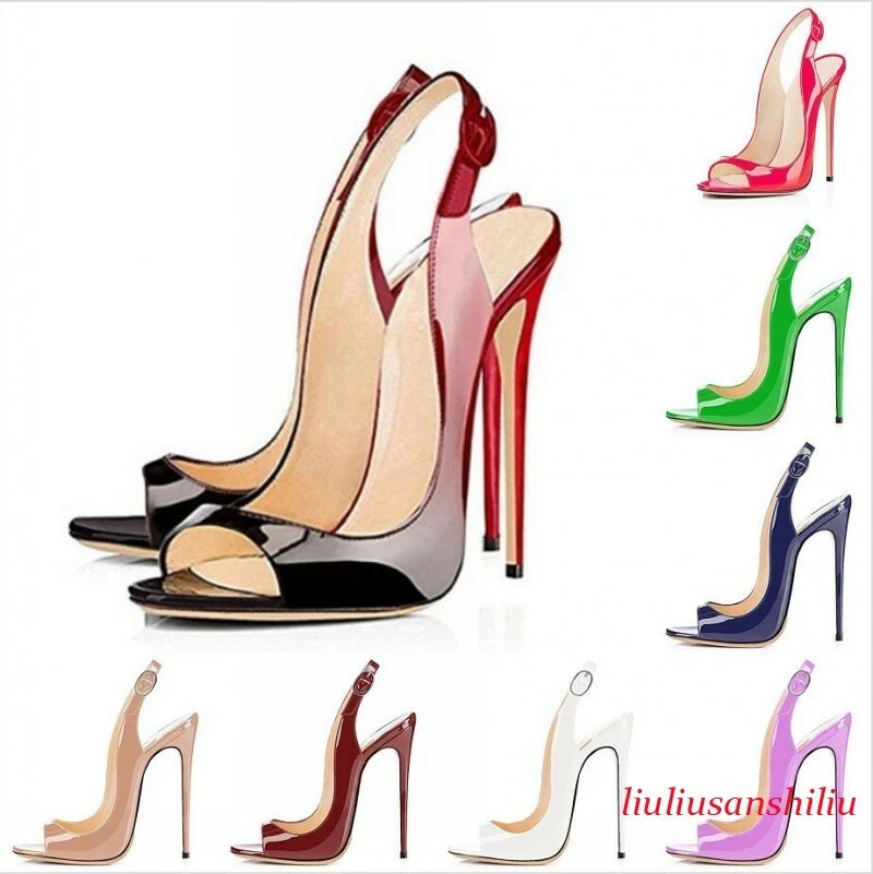 Womens Peep Toe Ankle Strap High Stiletto Heel Slingback Party Sandal Shoes Sexy