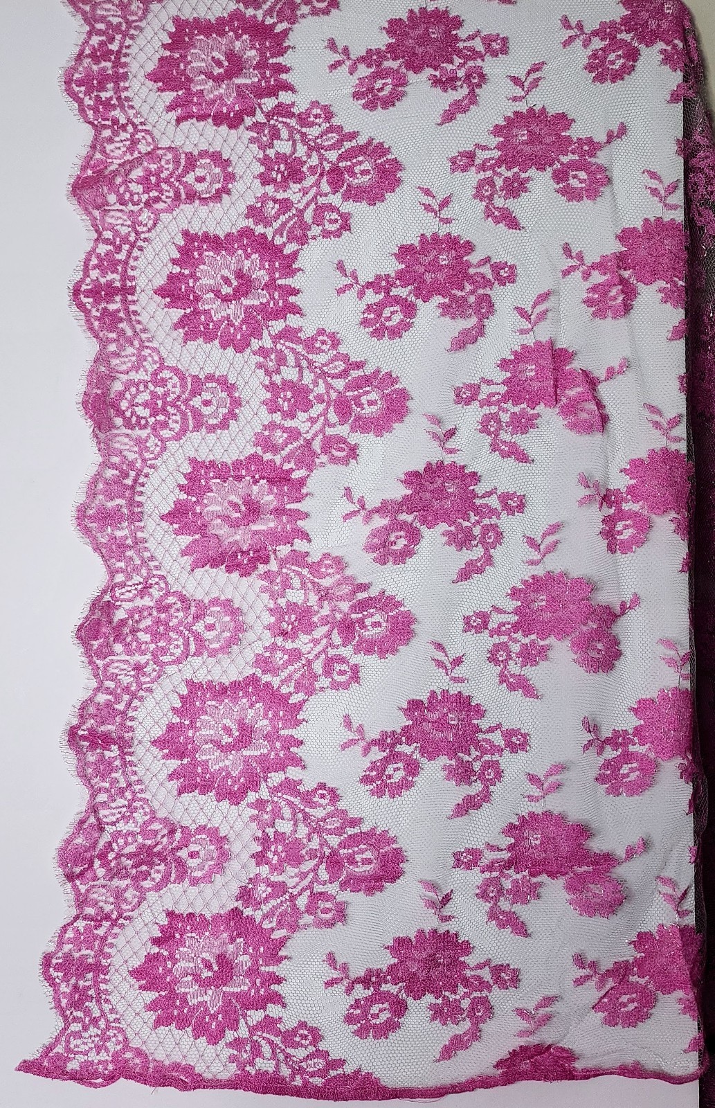 Vintage Solstiss Encaje Francés Rosa Plata Metálico Floral 5 Yardas Remanente 46"