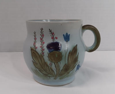 Vintage Buchan Scotland Stoneware Mug   Hand Painted Floral Design   Portobello