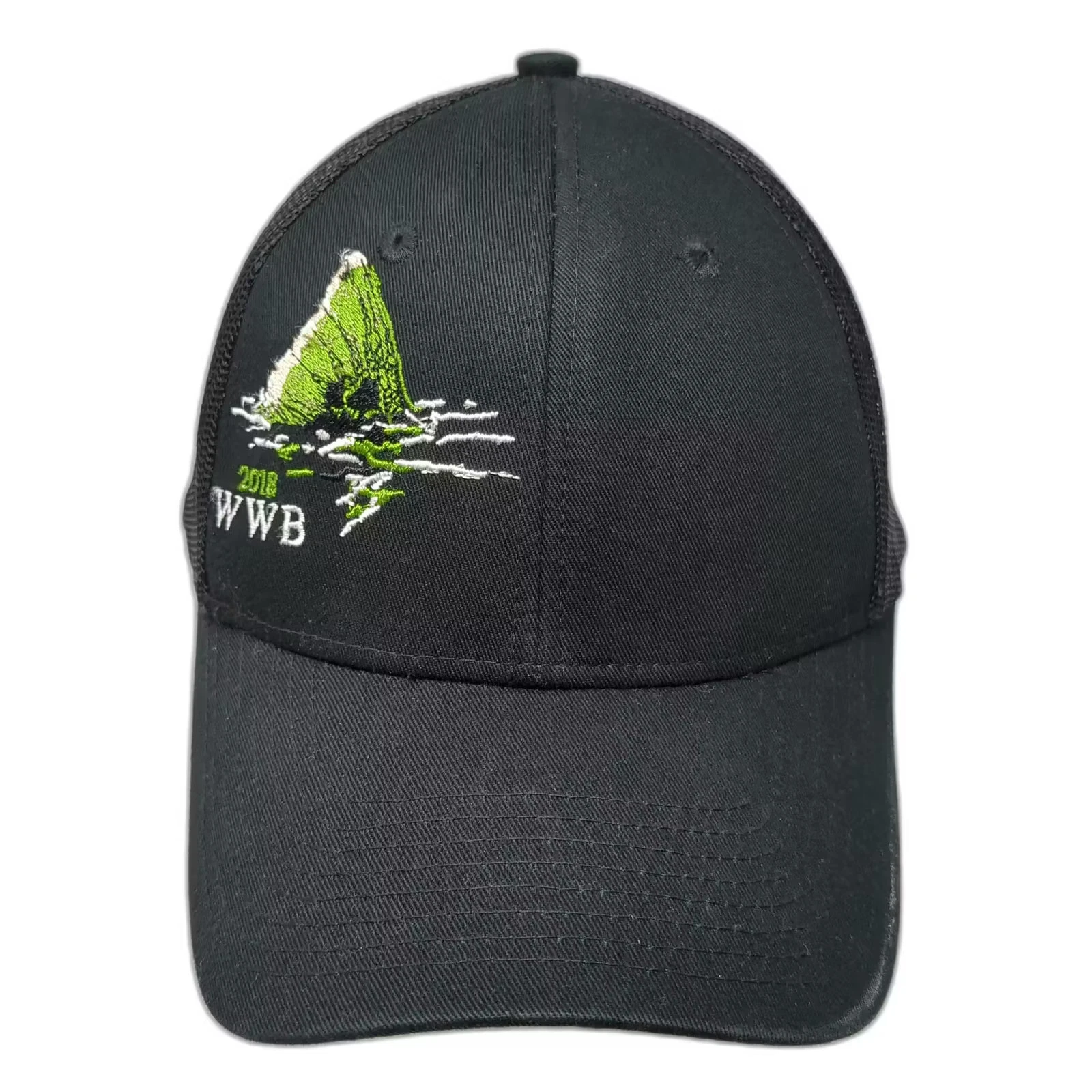 Port Authority Trucker Hat Black Green OS 2018 WWB Fish Tail Mesh Snapback Logo