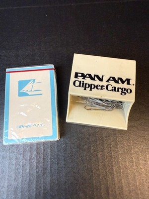 Vintage PAN-AM Clipper Cargo Paper Clip Holder + Pan Am Deck of Cards