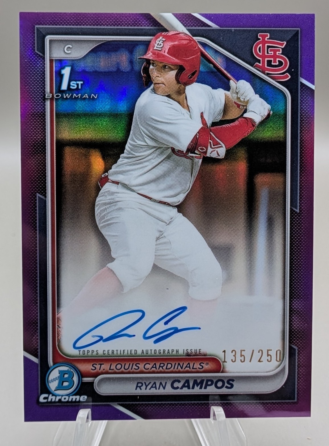 2024 Bowman Chrome RYAN CAMPOS Cardinals 1st Bowman Purple /250 AUTO