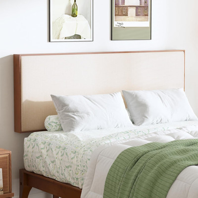 Adjustable King Size Bamboo Headboard - 3 Heights, Easy Assembly, Brown/Beige