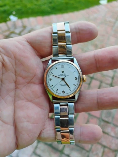 Rare Rolex 6085 Vintage 1952 w Ultra Rare Orig Bracelet Rose Gold + SS