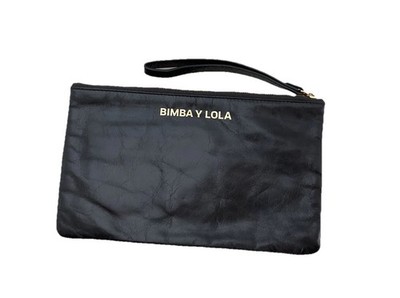 BIMBA Y LOLA women s Leather Clutch Wallet  In Black W A Golden Toned Zip E.C