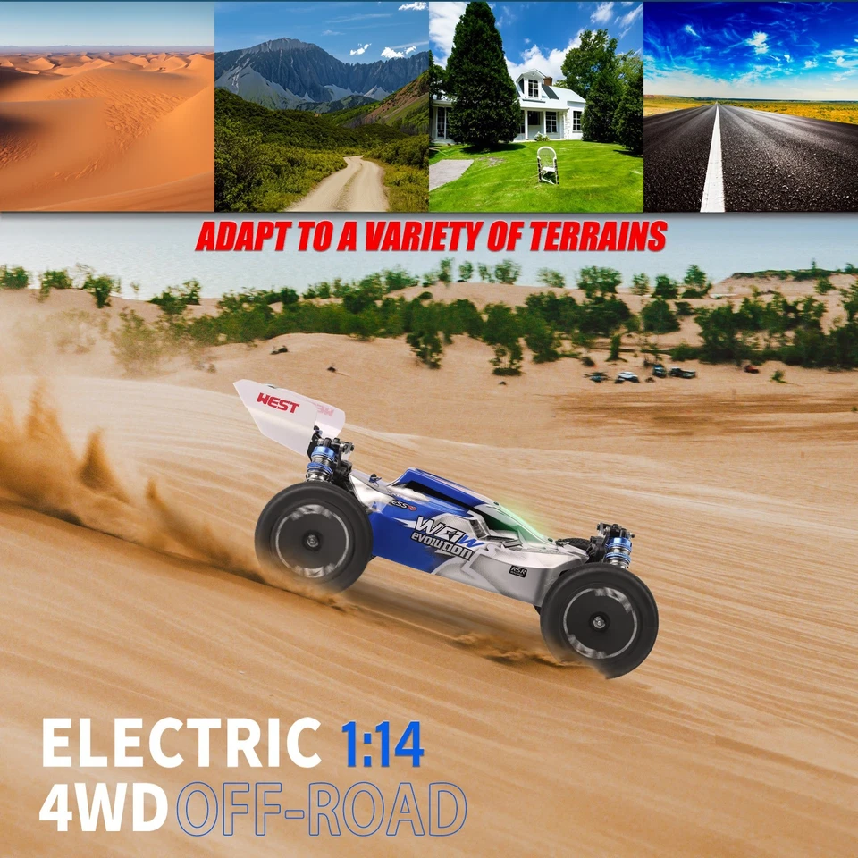 WLtoys 144011 Fast RC Car,Max 65KM/H,1:14 Off-Road Racing Vehicle,with LED Light - Image 3 of 4