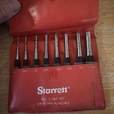 STARRETT S 565 Set 8PC Drive Pin Punch Set In Case, Prior Owners Sharpie Used