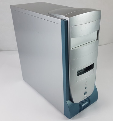 Lintec PC Desktop Retro ATX BIG Tower Vintage Gehäuse Silber Blau, TOP