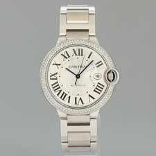 MINT DIAMOND Cartier W69012Z4 Ballon Bleu 3001 Silver Roman Steel Gold 42mm 2