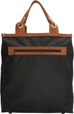 Shopping Bag With Leather Handle Black