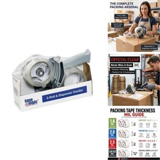 Tape Logic Packing Tape 2-Rolls Dispenser 2" x 55 yd 2.6 Mil Heavy Duty Clear