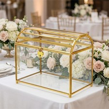 Glass Wedding Card Box Greeting Card Organizer Multipurpose Decor Centerpiece