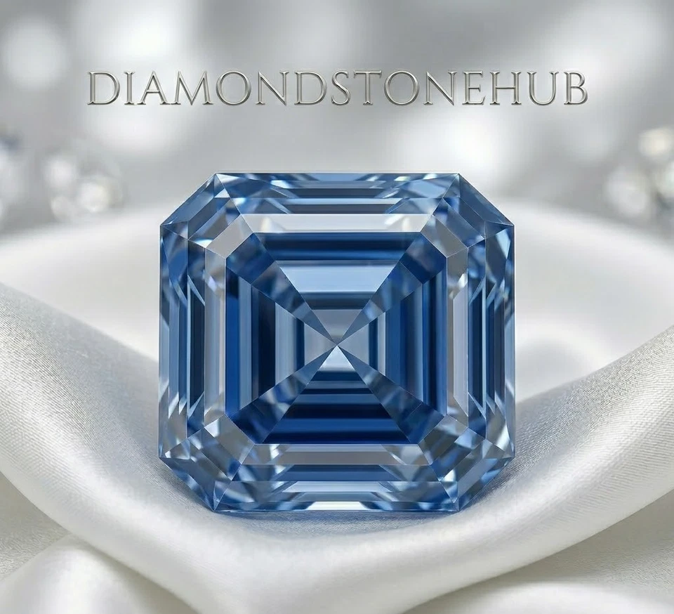 4 Ct Asscher Cut Blue Lab Grown Diamond