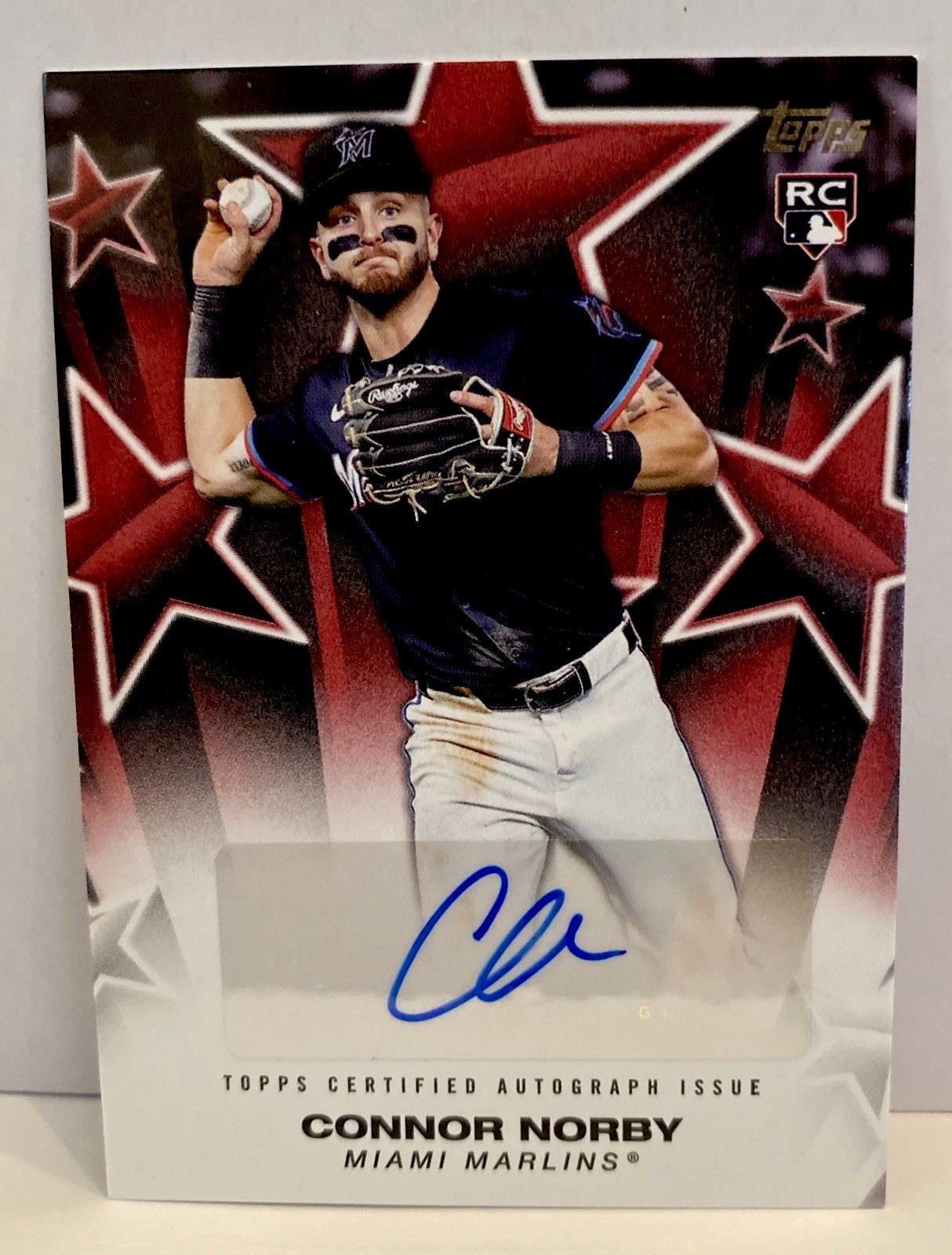 2025 Topps Baseball # BSA-CN CONNOR NORBY  Baseball Stars Auto RED/5 MARLINS