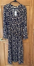New Loft Outlet Women’s Size 12 Tan / Black Leopard Print V-Neck Dress CW1-609