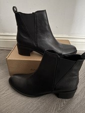 Image of Dune London Prides Women's Black Leather Ankle Boots - Size UK 8 - New In Box