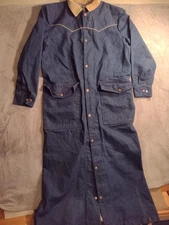 Saddlesmith Outfitters By Action Blue Denim  Ranch Duster Cowboy Coat  Women XXS