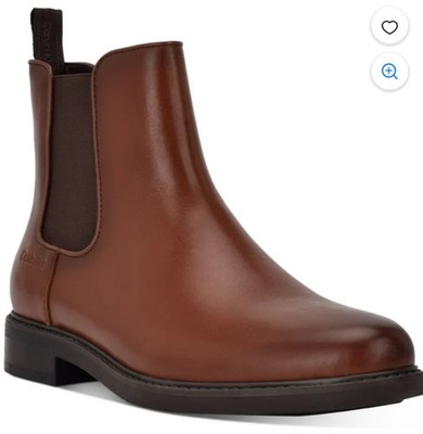 Calvin Klein Men's Fenwick Pull On Chelsea Boot Color Medium Brown Size 8.5