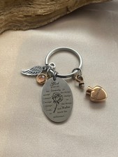 Heart Cremation Keychain Gold Urn, Engraved Charm, Memorial Keepsake pendant