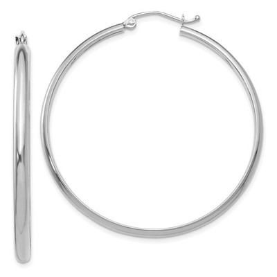 14 Karat Weißgold Creolen Damen mittelhoch poliert minimalistisch Alltag elegan