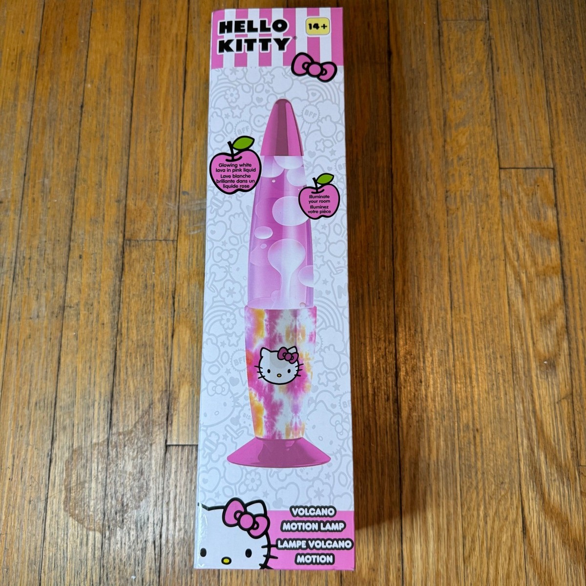 Hello Kitty Volcano Motion Lamp Pink Lava Light Tie Dye Base 13in