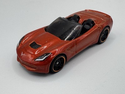 2pc Mattel 2013 Hot Wheels Orange  14 Chevy Stingray Corvette Convertible SL13