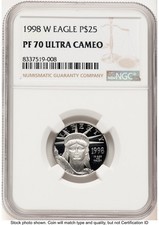 1998-W Proof Platinum Eagle 1/4 oz Brown Label NGC PF70 3388.00 per troy oz