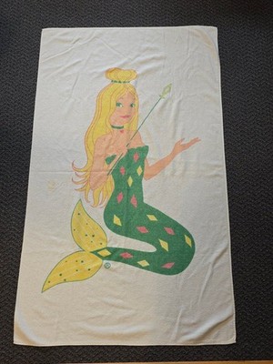 Vintage 1960s Chicken of the Sea Mermaid Mascot Beach Towel