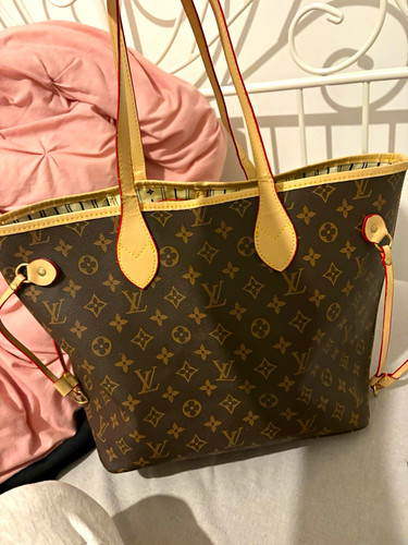 Louis Vuitton Neverfull MM Monogram Brown Canvas & Leather Tote Bag w/ Strap