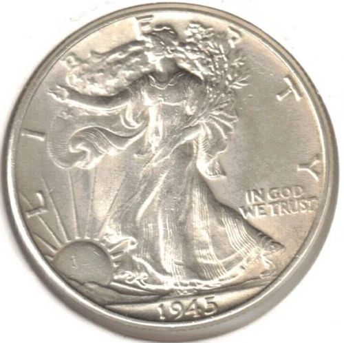 1945 Philadelphia Uncirculated Silver Walking Liberty Half Dollar Coin!