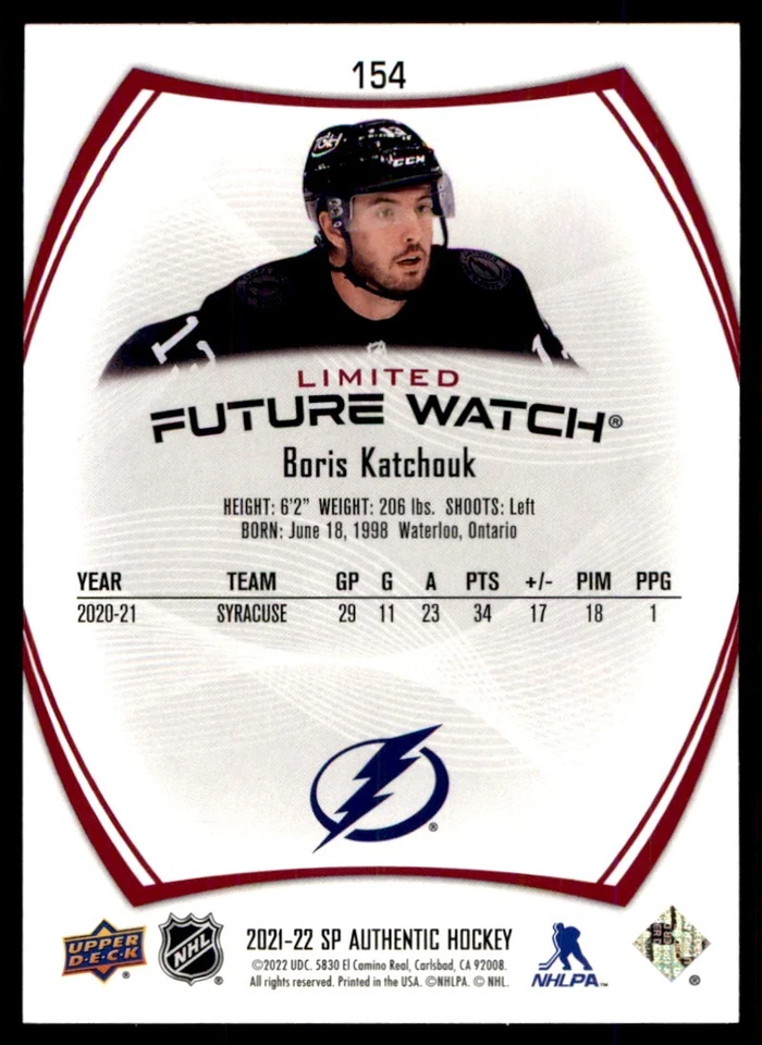 2021-22 SP Authentic Limited Red FW Boris Katchouk #154 - Image 2 of 2