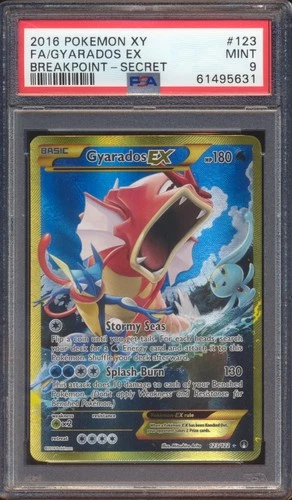 2016 POKEMON XY BREAKPOINT GYARADOS EX FULL ART #123 SECRET RARE PSA 9!